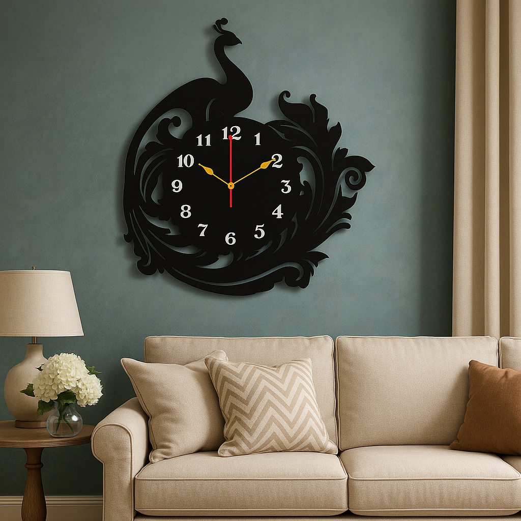 Elegant Peacock Wall Clock